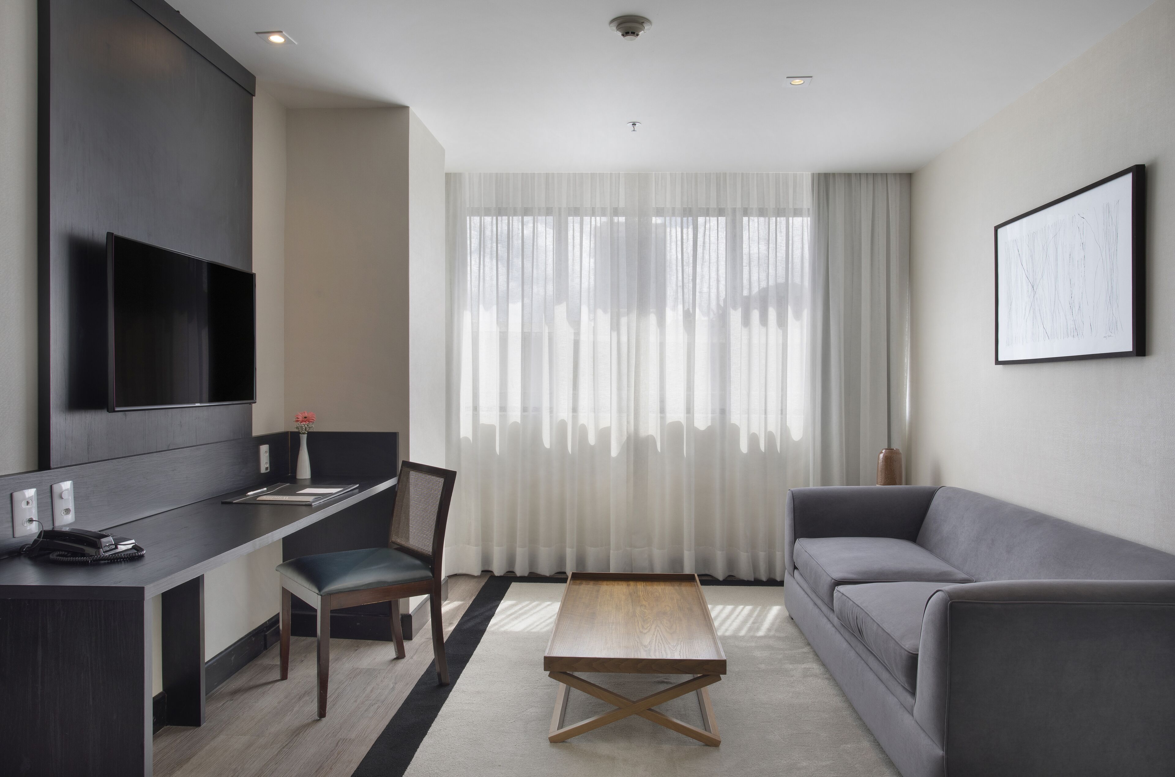 suíte executiva | living area | 50-inch led tv with cable channels, tv