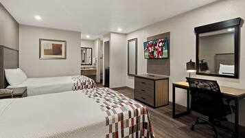 Desk, laptop workspace, blackout drapes, rollaway beds (surcharge)