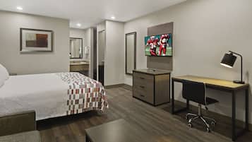 Desk, laptop workspace, blackout drapes, rollaway beds (surcharge)