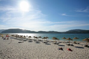 On the beach, white sand, beach bar