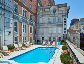 Outdoor pool, sun loungers