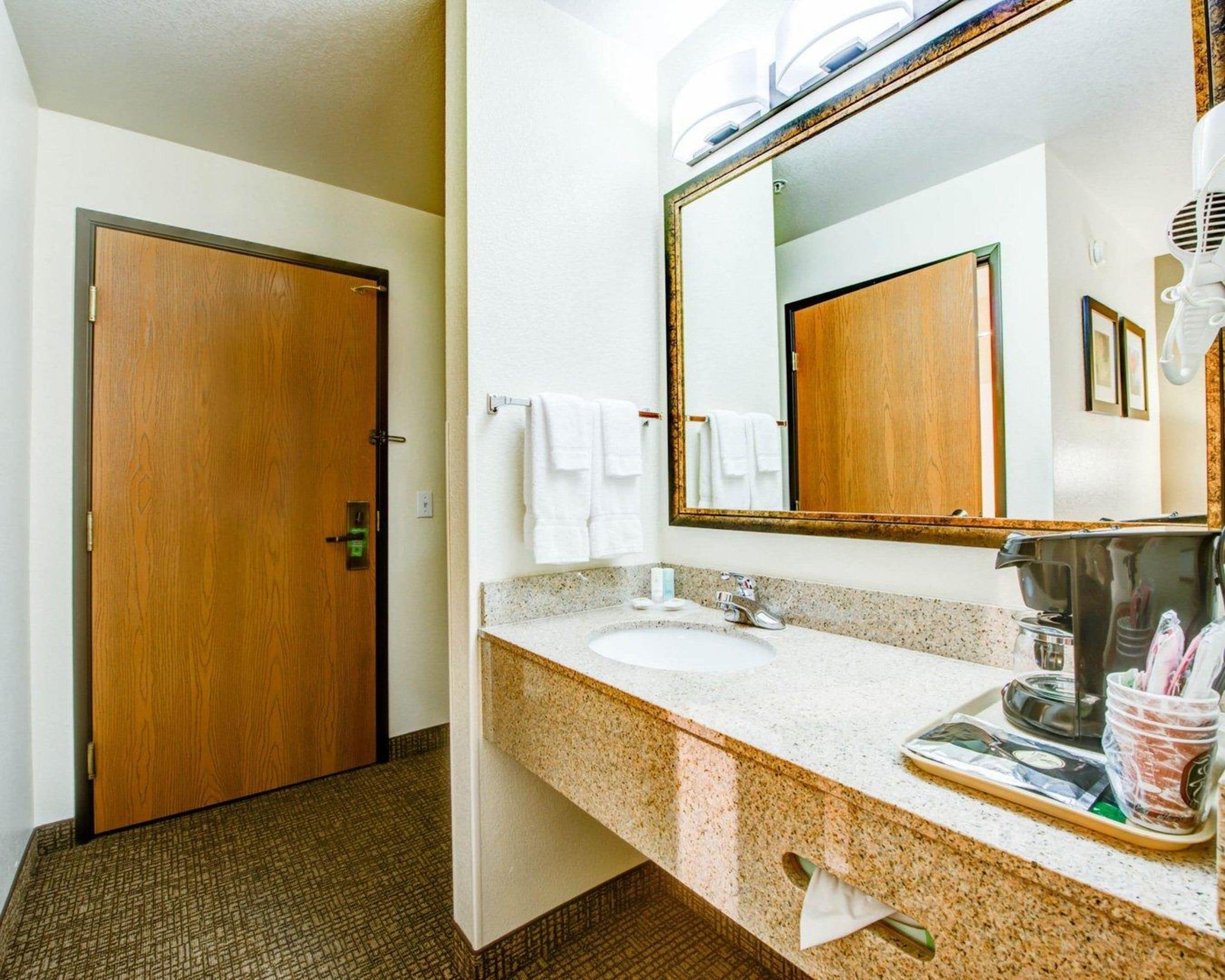 free toiletries, hair dryer, towels