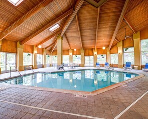 Indoor pool, open 6:00 AM to 10:00 PM, pool loungers