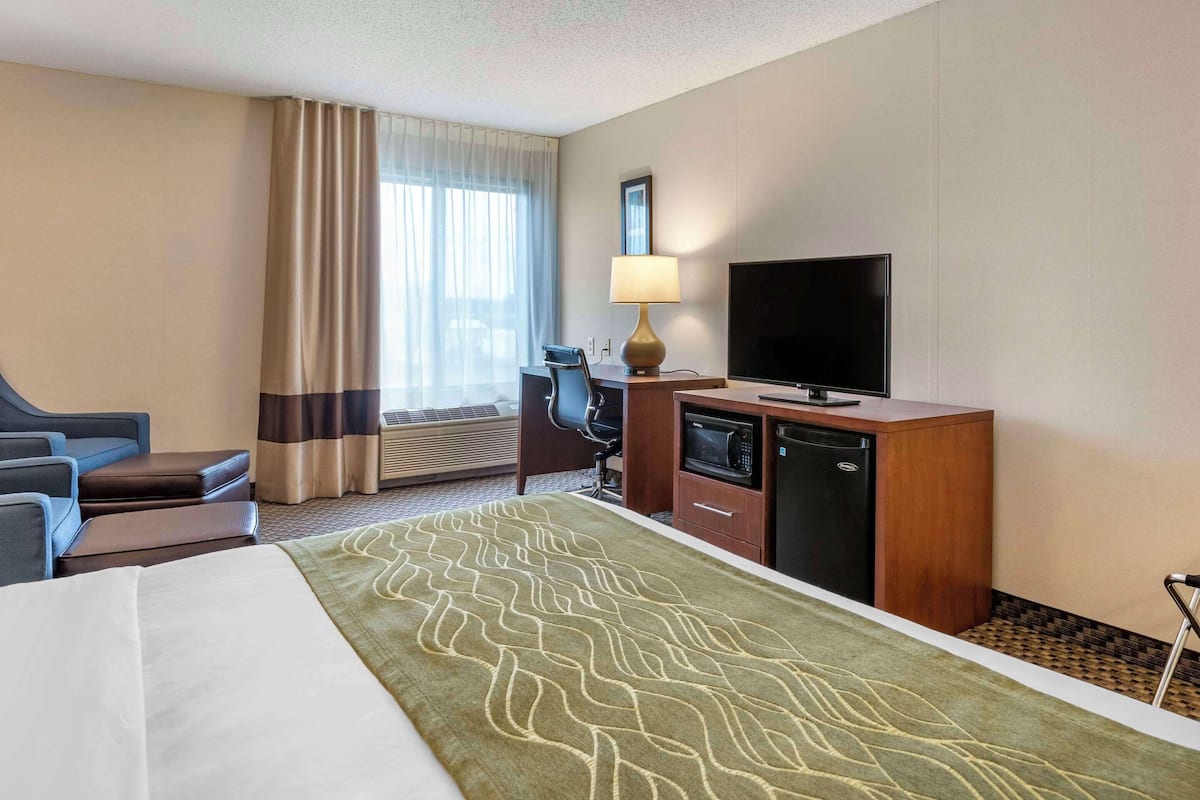 Standard Room, 1 King Bed, Non Smoking | Laptop workspace, iron/ironing board, free WiFi, bed sheets