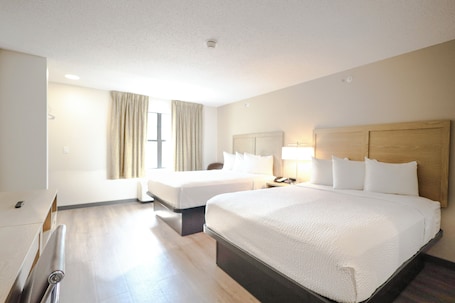 Studio, 2 Double Beds, Non Smoking | Pillowtop beds, desk, laptop workspace, blackout drapes