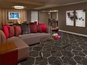 Suite, 1 King Bed, City View | Living area | 46-inch flat-screen TV with cable channels, TV