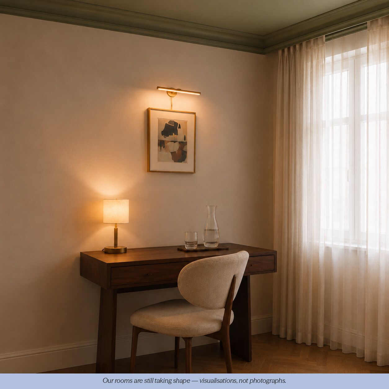 Luxe beddengoed, donzen dekbedden, pillowtop-bedden, een laptopwerkplek