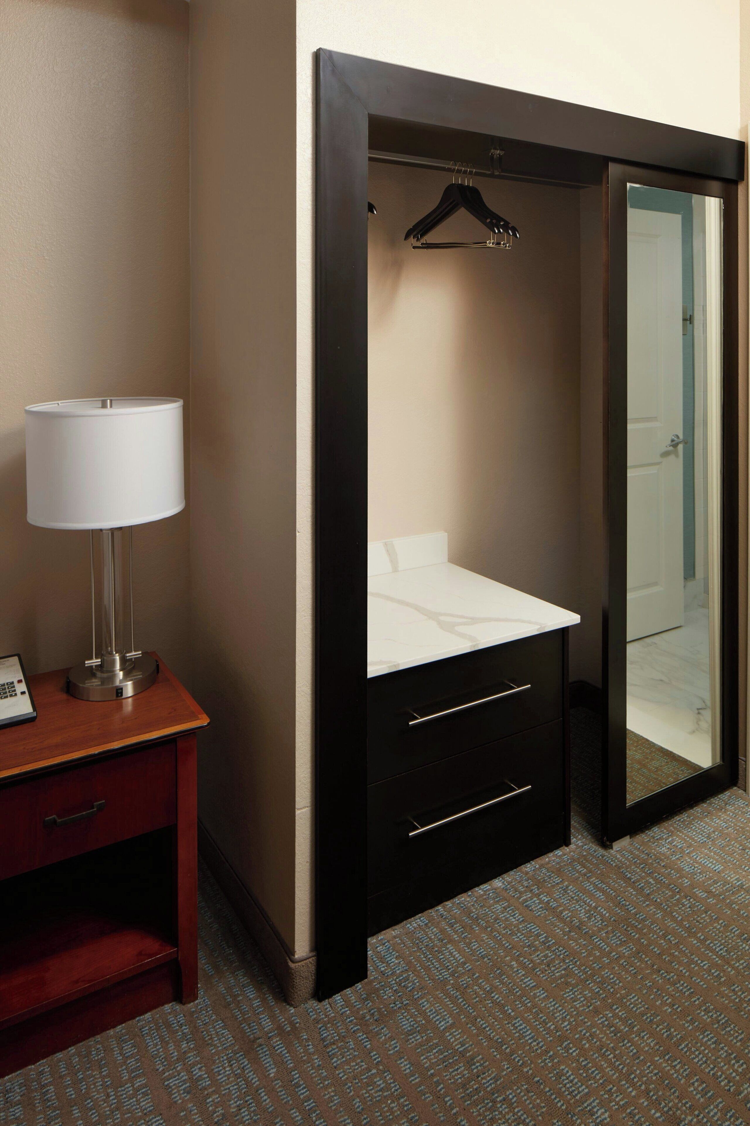 1 bedroom, desk, laptop workspace, blackout curtains