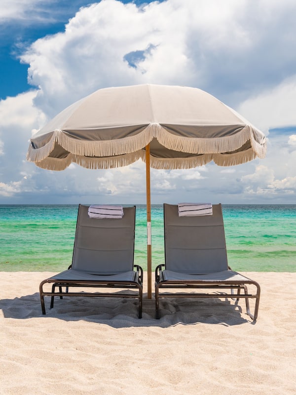 Beach nearby, sun loungers, beach towels, beach yoga