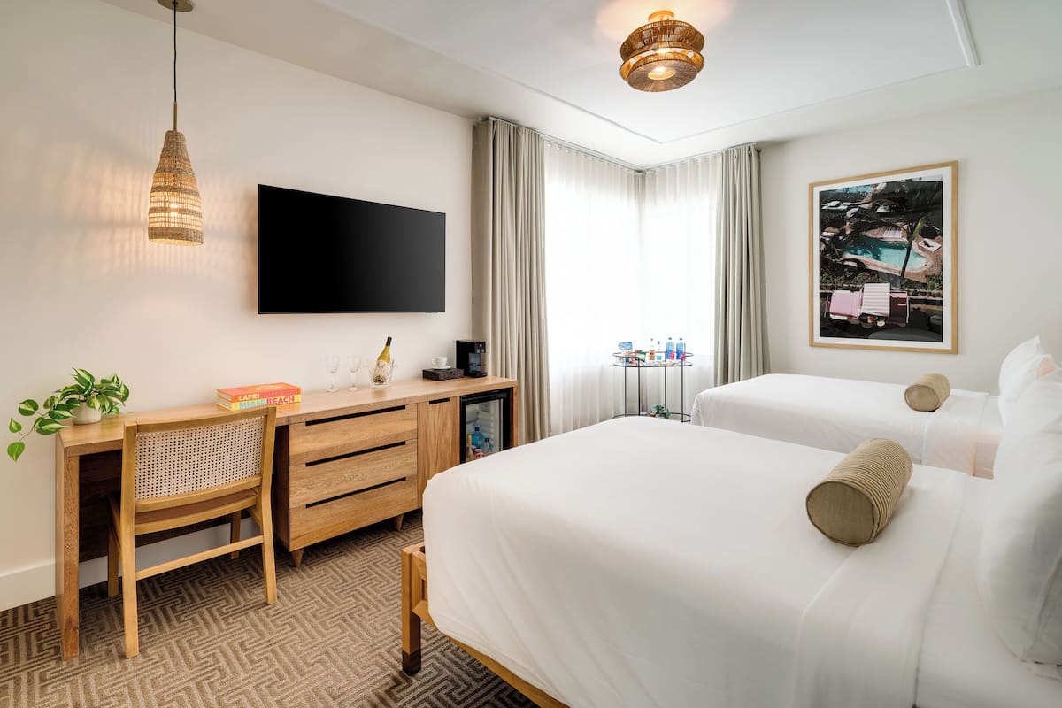 Kamar Deluks, 2 Tempat Tidur Double, pemandangan taman | 1 kamar tidur, seprai katun Mesir, dan seprai premium
