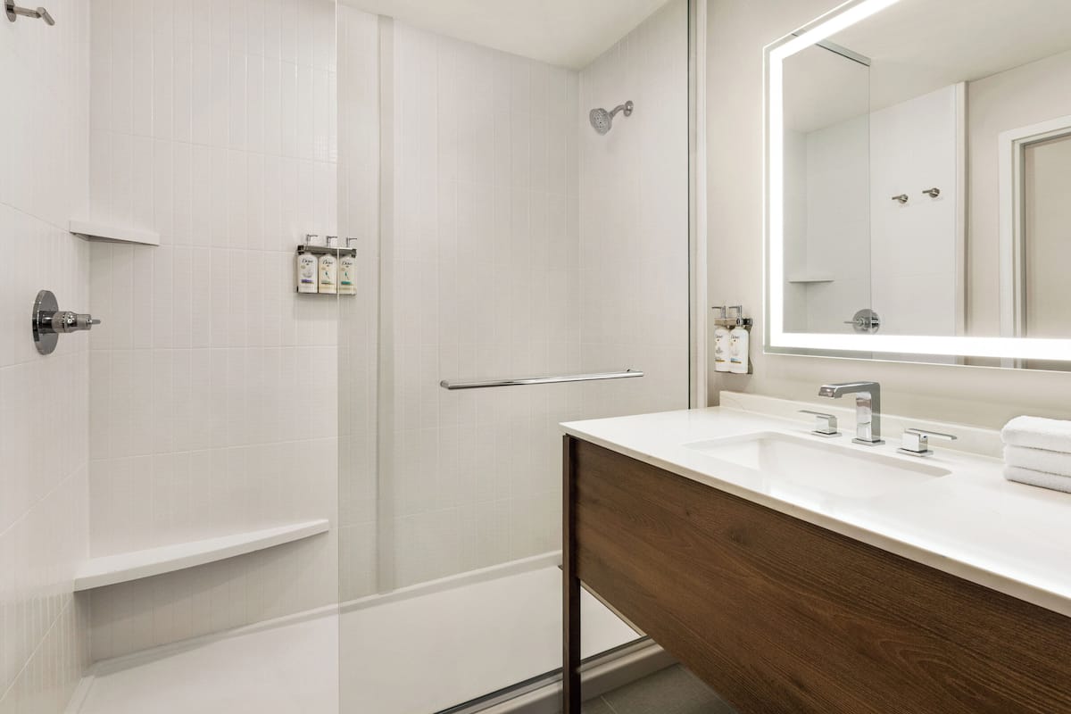 Free toiletries, hair dryer, towels, soap