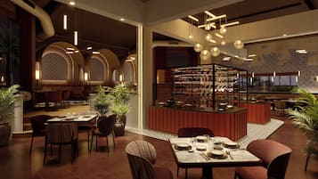 14 restaurantes; se sirve desayuno y cena; cocina local e internacional