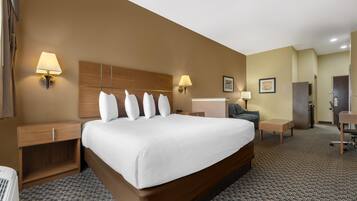 Desk, laptop workspace, iron/ironing board, cots/infant beds