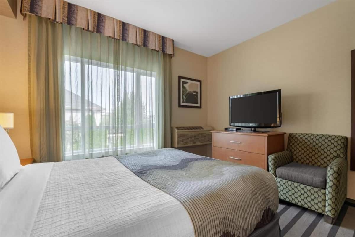 Suíte, 1 cama Queen, para não fumantes, geladeira e micro-ondas (with Sofabed) | Escrivaninha, ferros/tábuas de passar roupa, Wi-Fi de cortesia