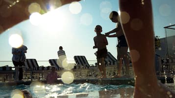 Outdoor pool, open 9:30 AM to 7:30 PM, pool umbrellas, sun loungers