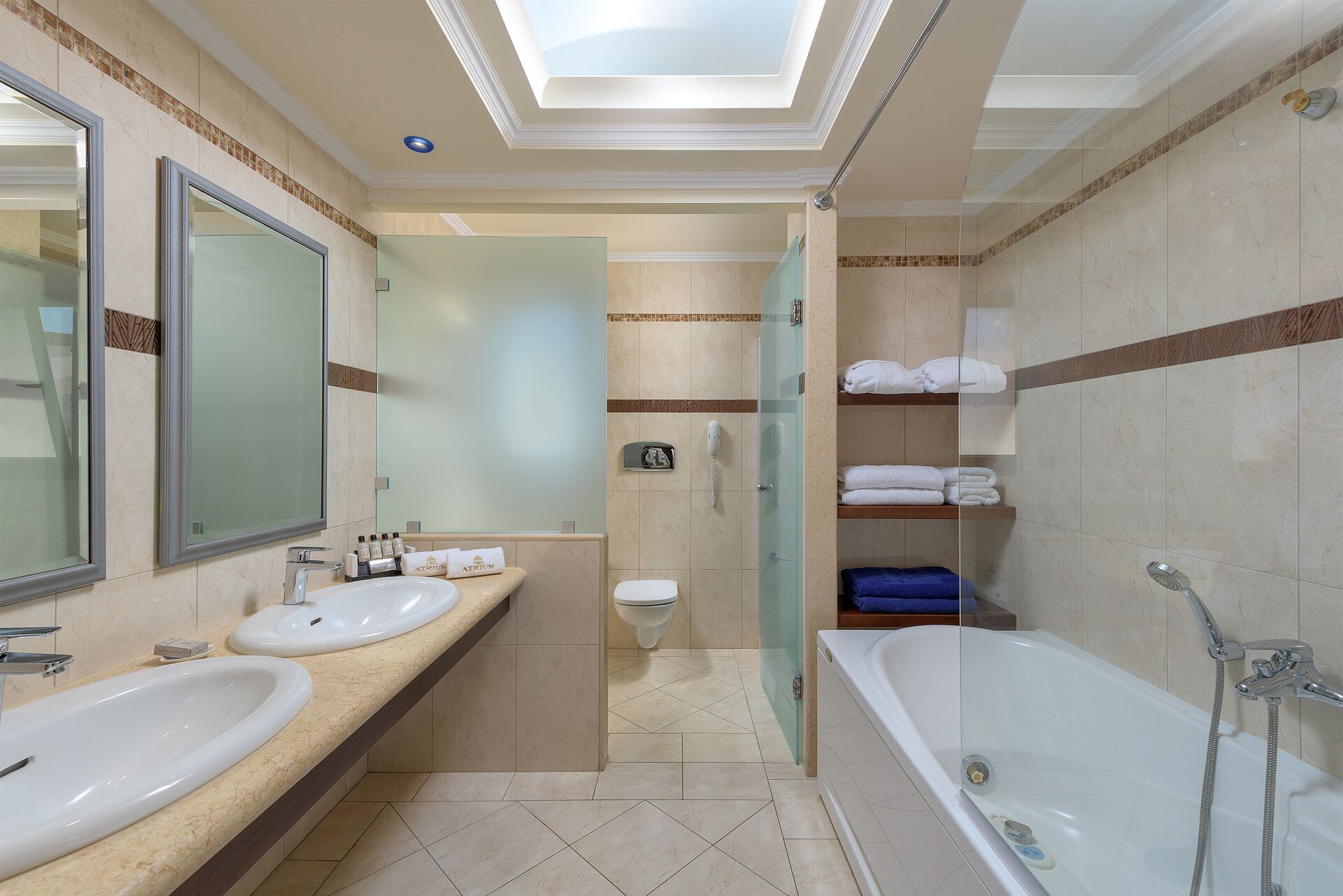 free toiletries, bathrobes, towels