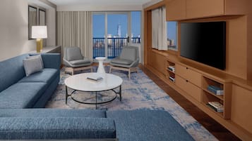 Premium bedding, down comforters, pillowtop beds, in-room safe