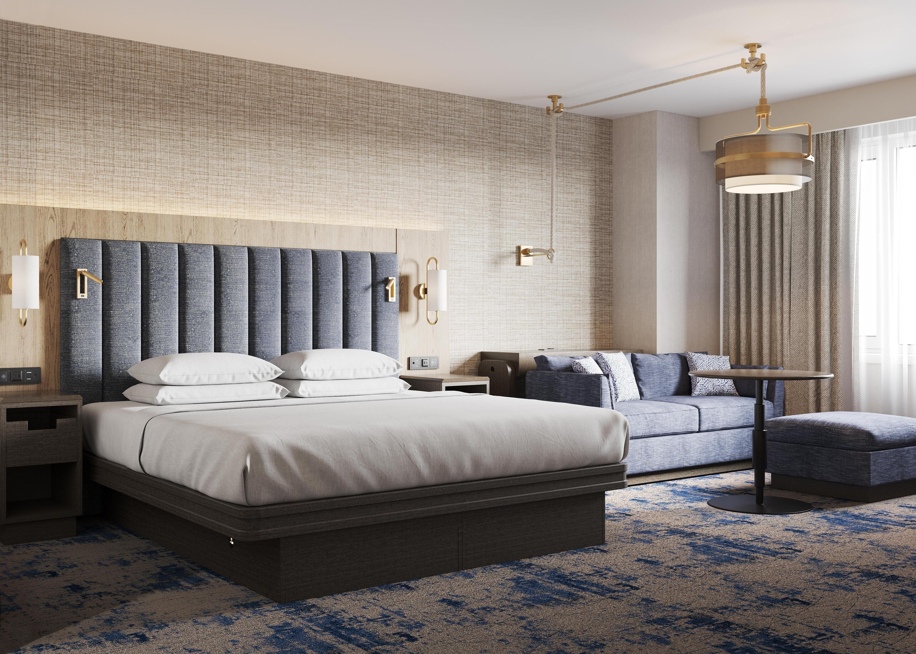 Premium bedding, down comforters, pillowtop beds, in-room safe