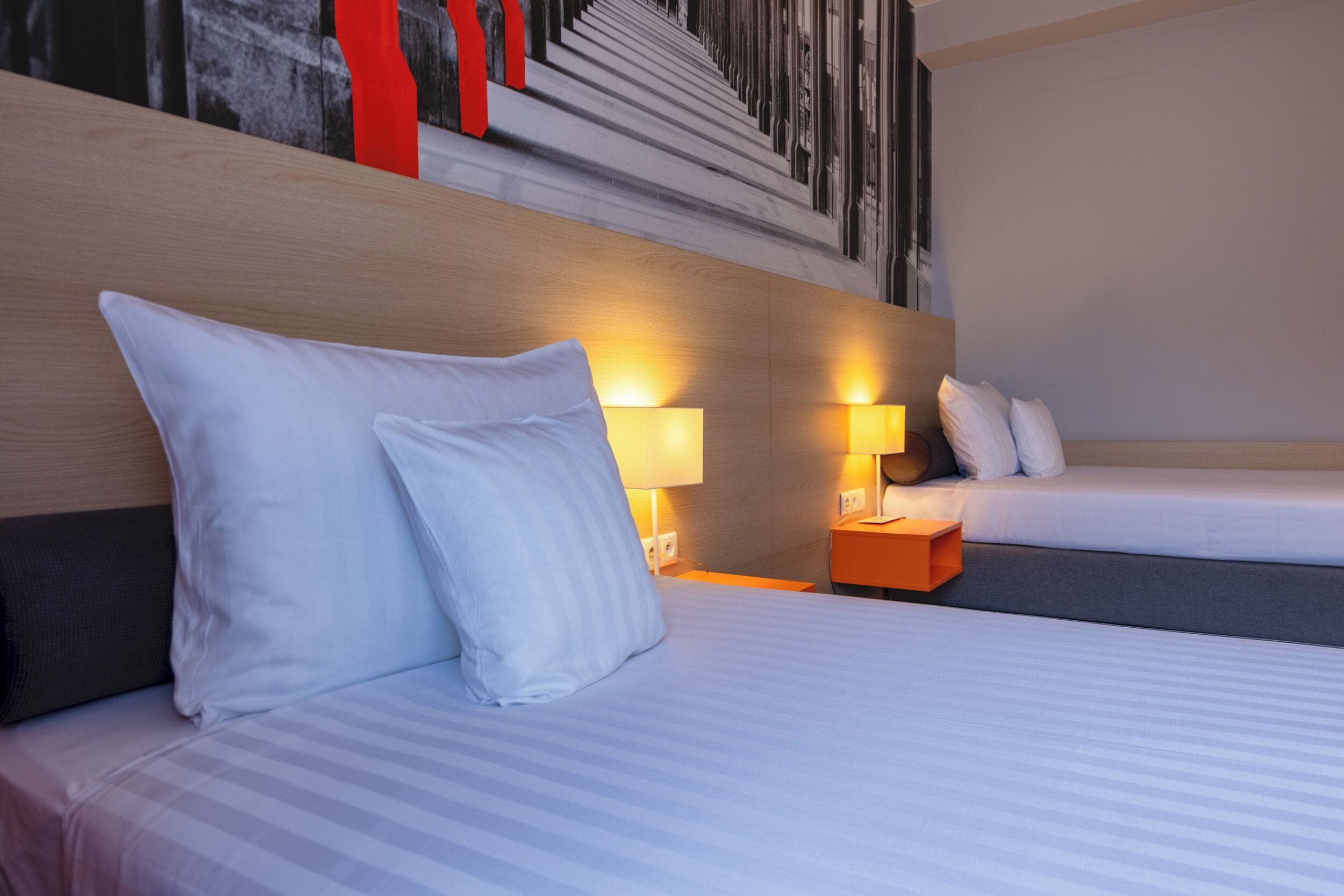 standard twin room | in-room safe, desk, laptop workspace, blackout curtains