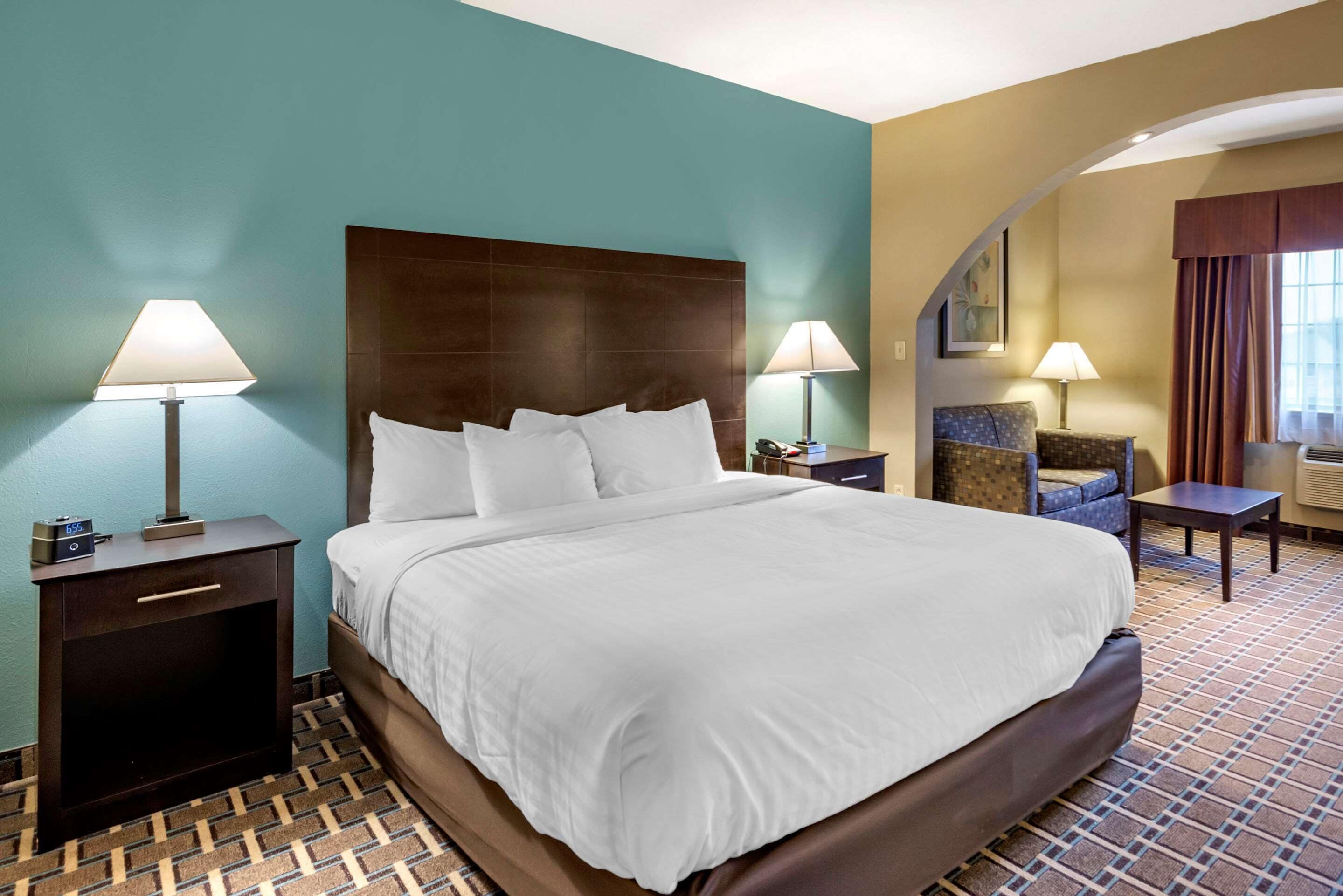 suite, 1 king bed with sofa bed, accessible, non smoking | premium bedding, desk, laptop workspace, blackout curtains