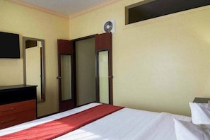 1 bedroom, desk, laptop workspace, iron/ironing board
