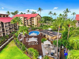 Outdoor pool, pool umbrellas