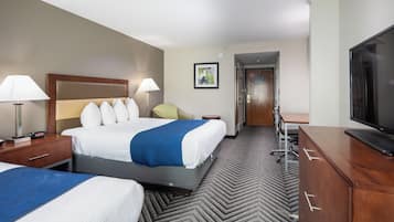 Executive Room, 2 Queen Beds, Non Smoking | Desk, laptop workspace, blackout drapes, iron/ironing board