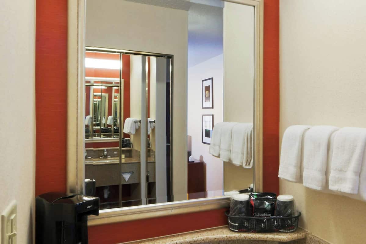 combined shower/bathtub, deep-soaking bathtub, designer toiletries