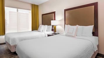 Premium bedding, desk, blackout curtains, iron/ironing board