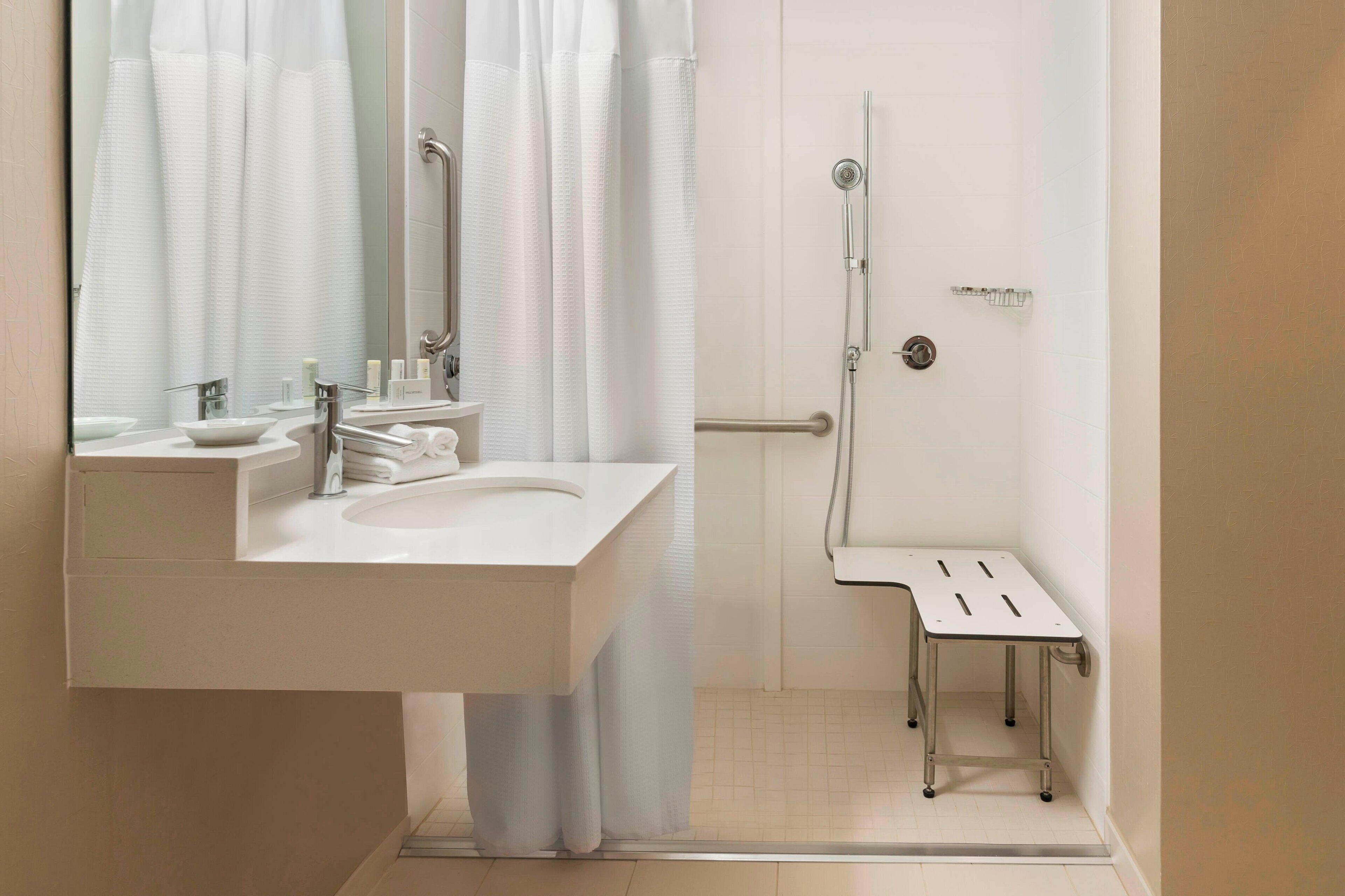 free toiletries, hair dryer, towels