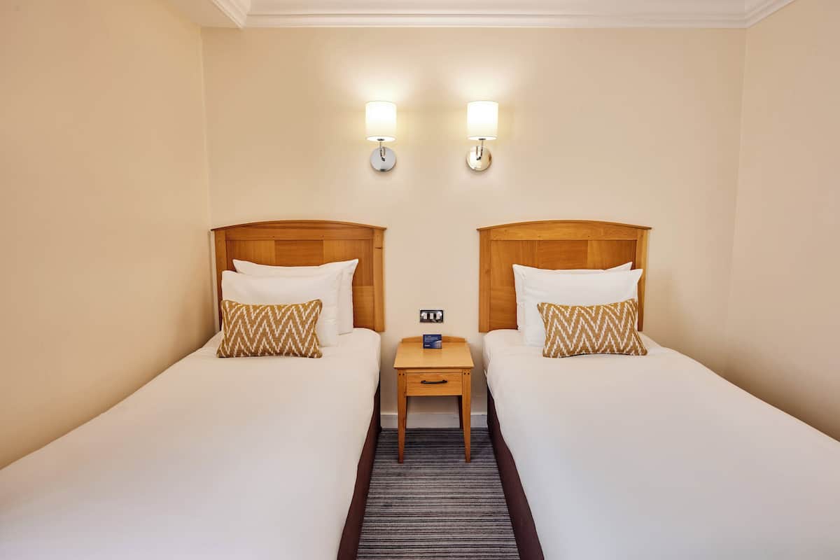 Standard Twin Room | Peralatan tempat tidur hipoalergenik, peti besi dalam bilik, meja