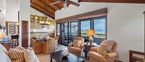 Condo, 1 Bedroom, Ocean View (912) | Living area | TV, DVD player