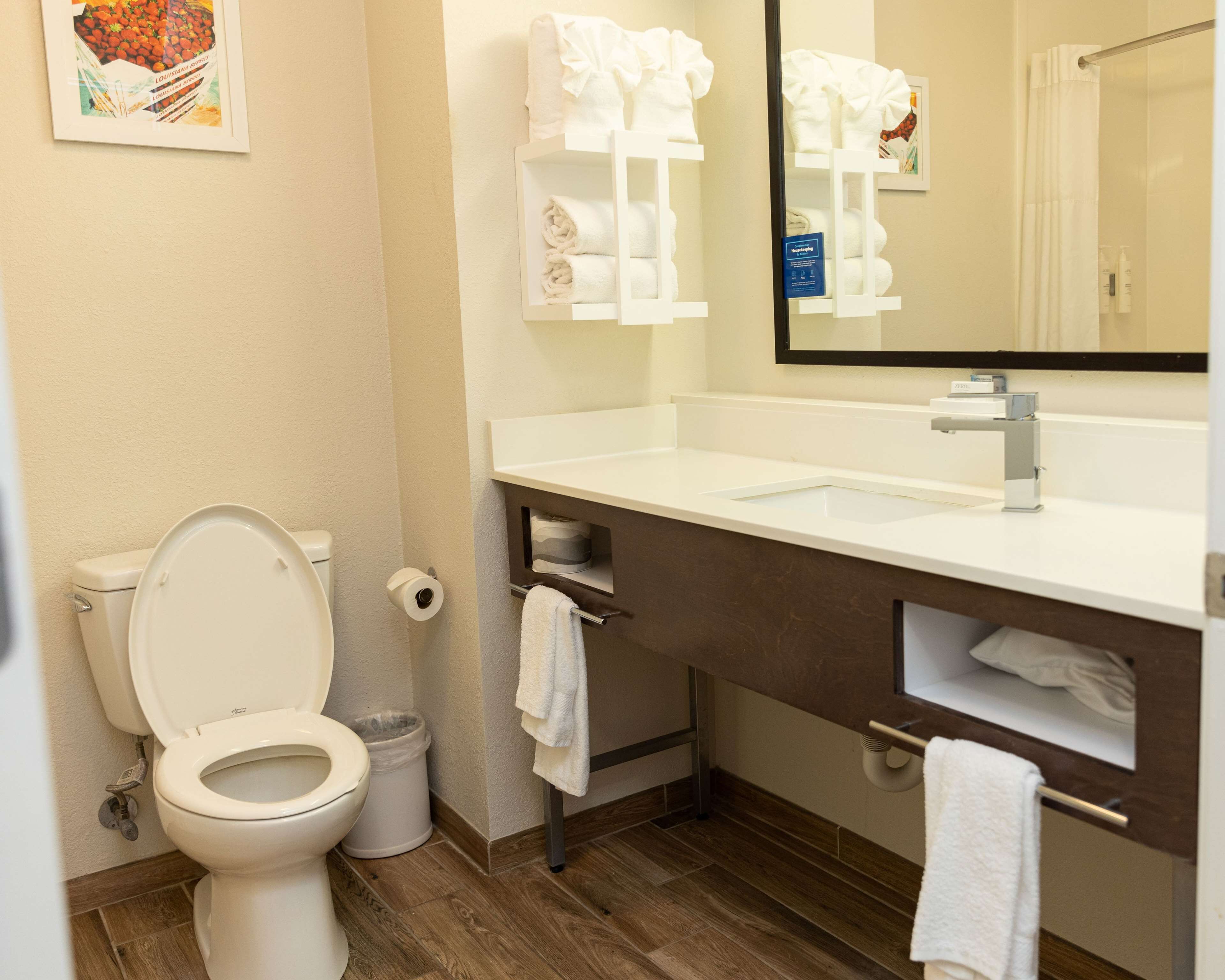 two queen beds ns | bathroom | free toiletries, hair dryer, towels