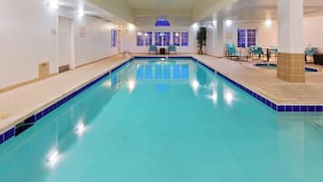 Indoor pool, open 6:00 AM to 10:00 PM, sun loungers