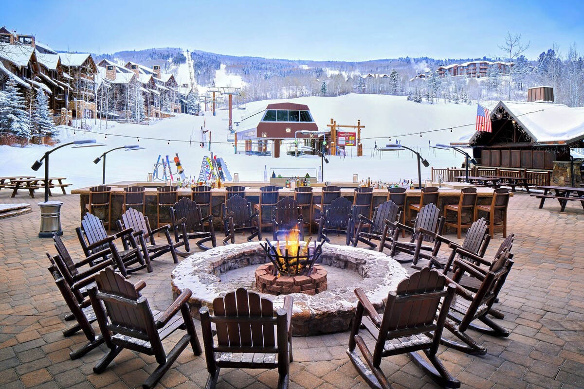 Views Bachelor Gulch Express Lift from the Ritz Carlton Fire Pit