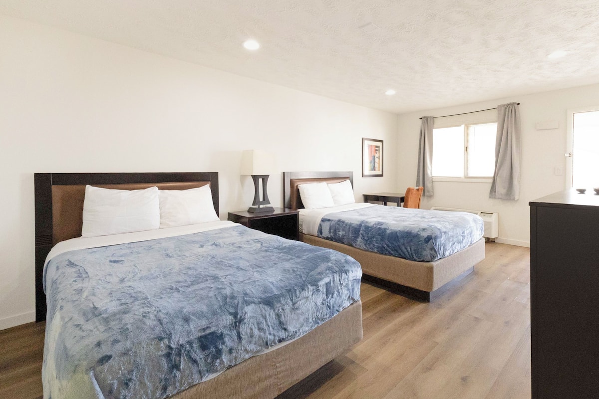 Room, 2 Queen Beds, Non Smoking | Desk, iron/ironing board, free WiFi, bed sheets