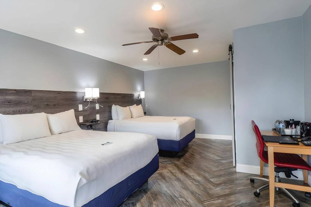 Premium bedding, pillow-top beds, desk, iron/ironing board