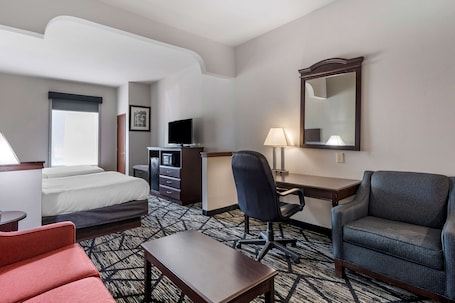 Suite, 2 Queen Beds, Non Smoking, Refrigerator & Microwave | Desk, laptop workspace, blackout drapes, iron/ironing board