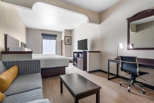Suite, 2 Queen Beds, Non Smoking, Refrigerator & Microwave | Desk, laptop workspace, blackout drapes, iron/ironing board