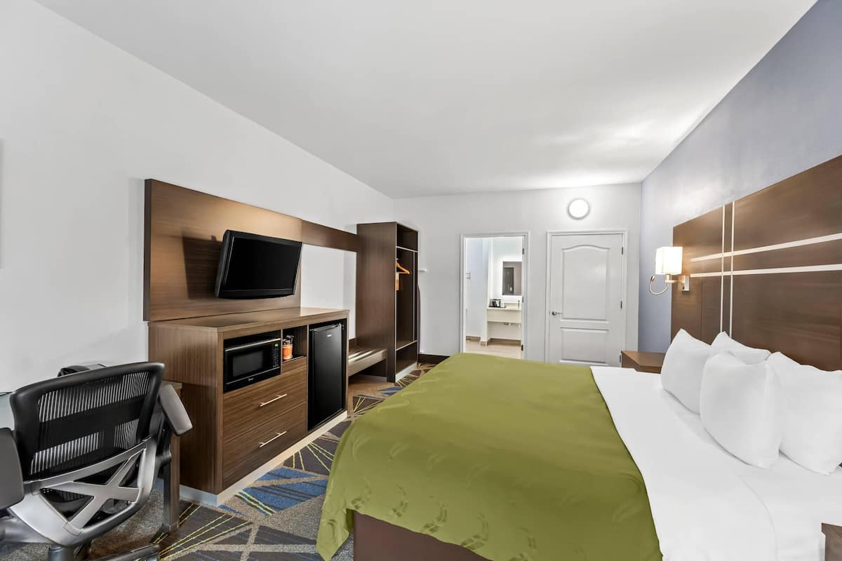Room, 1 King Bed, Accessible, Non Smoking | Desk, blackout drapes, iron/ironing board, free cribs/infant beds