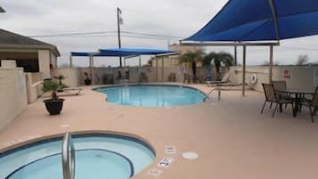 Outdoor pool, pool umbrellas