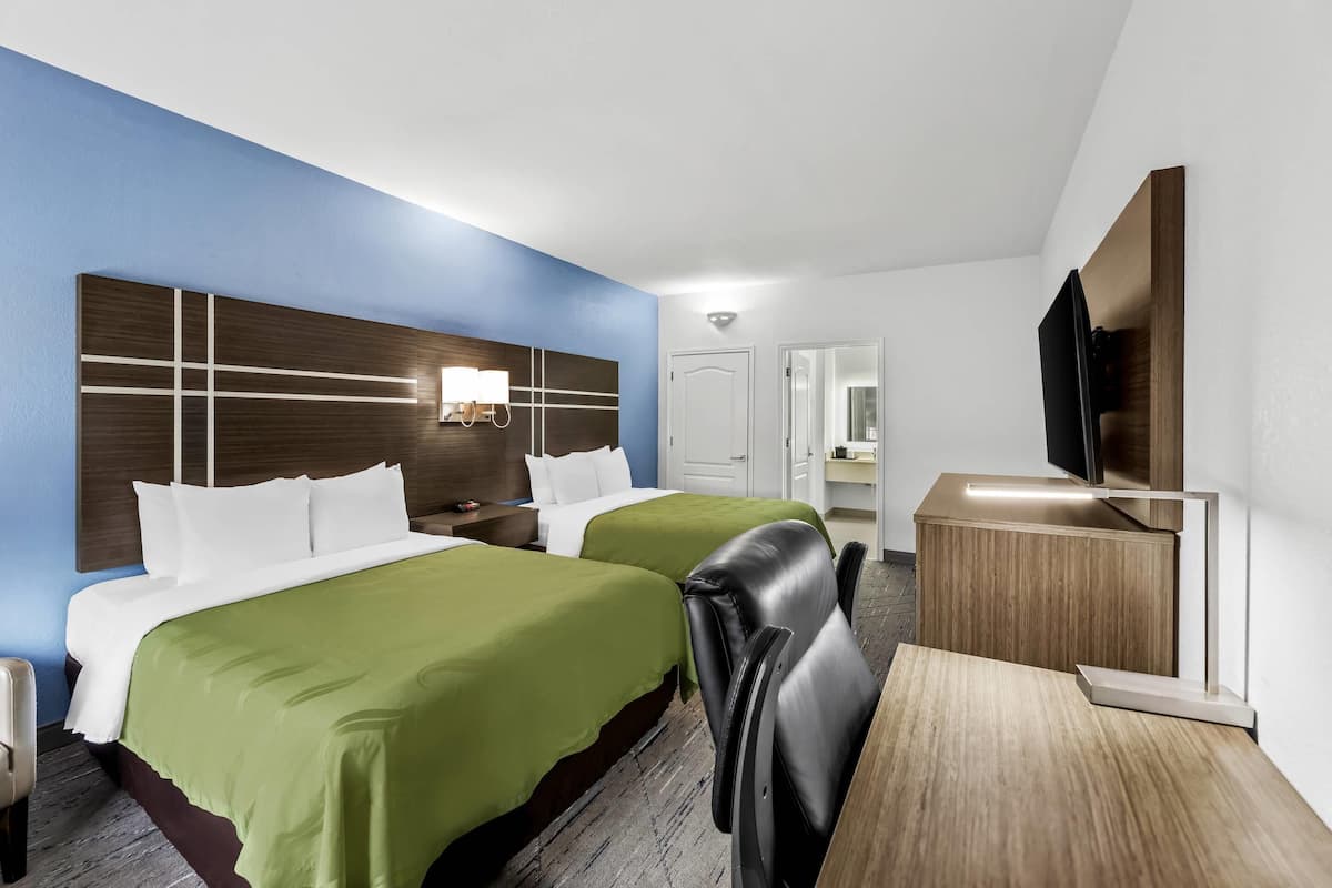 Room, 2 Queen Beds, Accessible, Non Smoking | Desk, blackout drapes, iron/ironing board, free cribs/infant beds