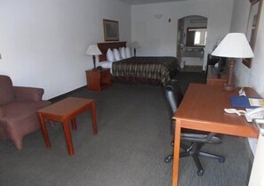 Desk, blackout drapes, iron/ironing board, free cribs/infant beds