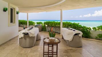 Steam room, massage/treatment rooms, manicures and pedicures