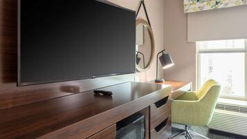 In-room safe, desk, laptop workspace, blackout curtains