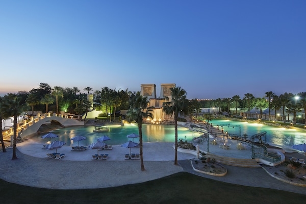 Indoor pool, outdoor pool, open 8:00 AM to 6:00 PM, pool umbrellas