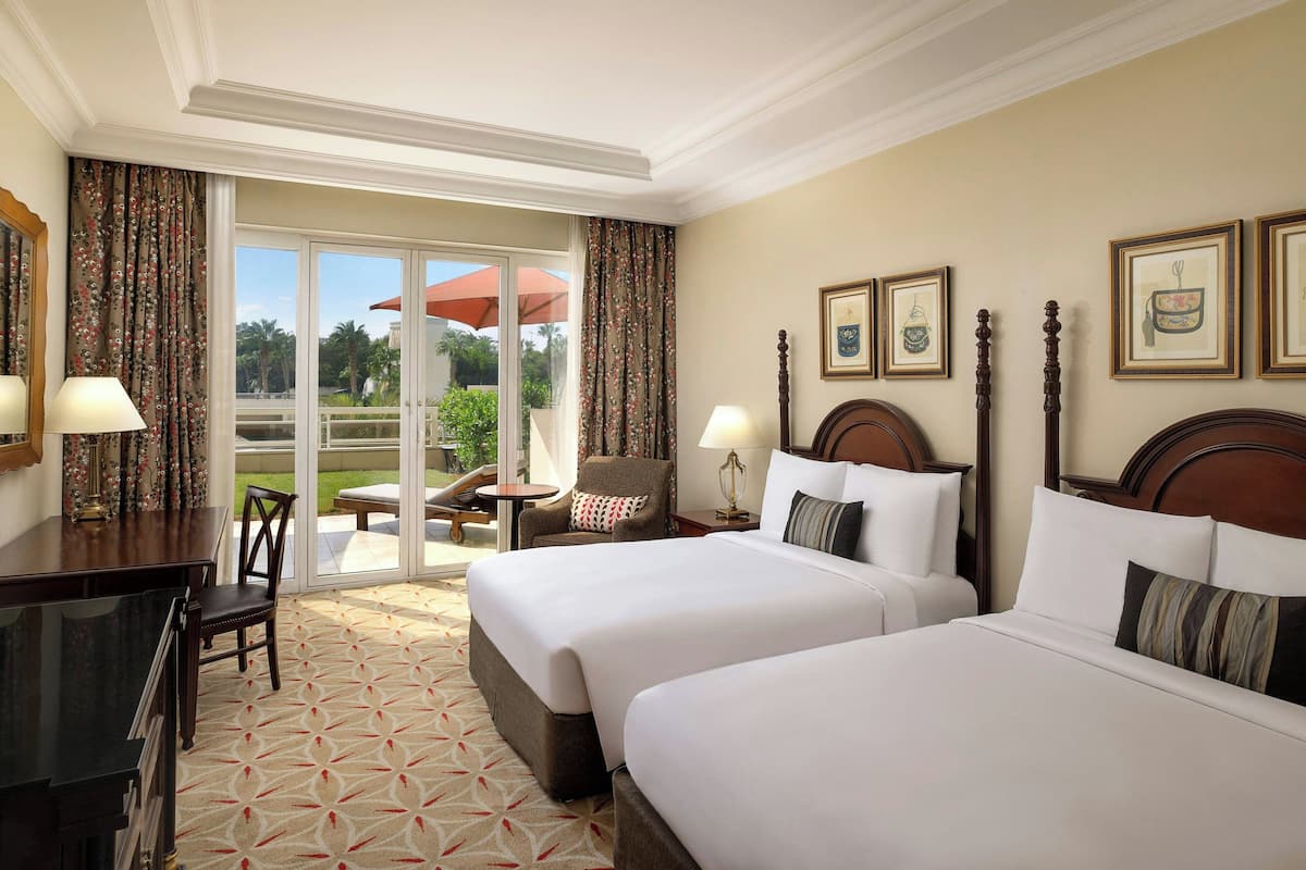 Deluxe-Zimmer, 2 Doppelbetten, Gartenblick, zum Garten hin