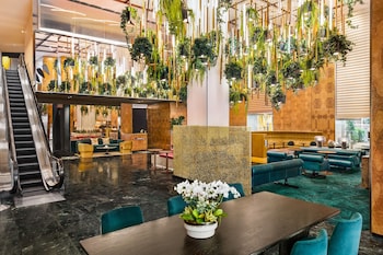 Hotel entrance and lobby at The Delphi Hotel
