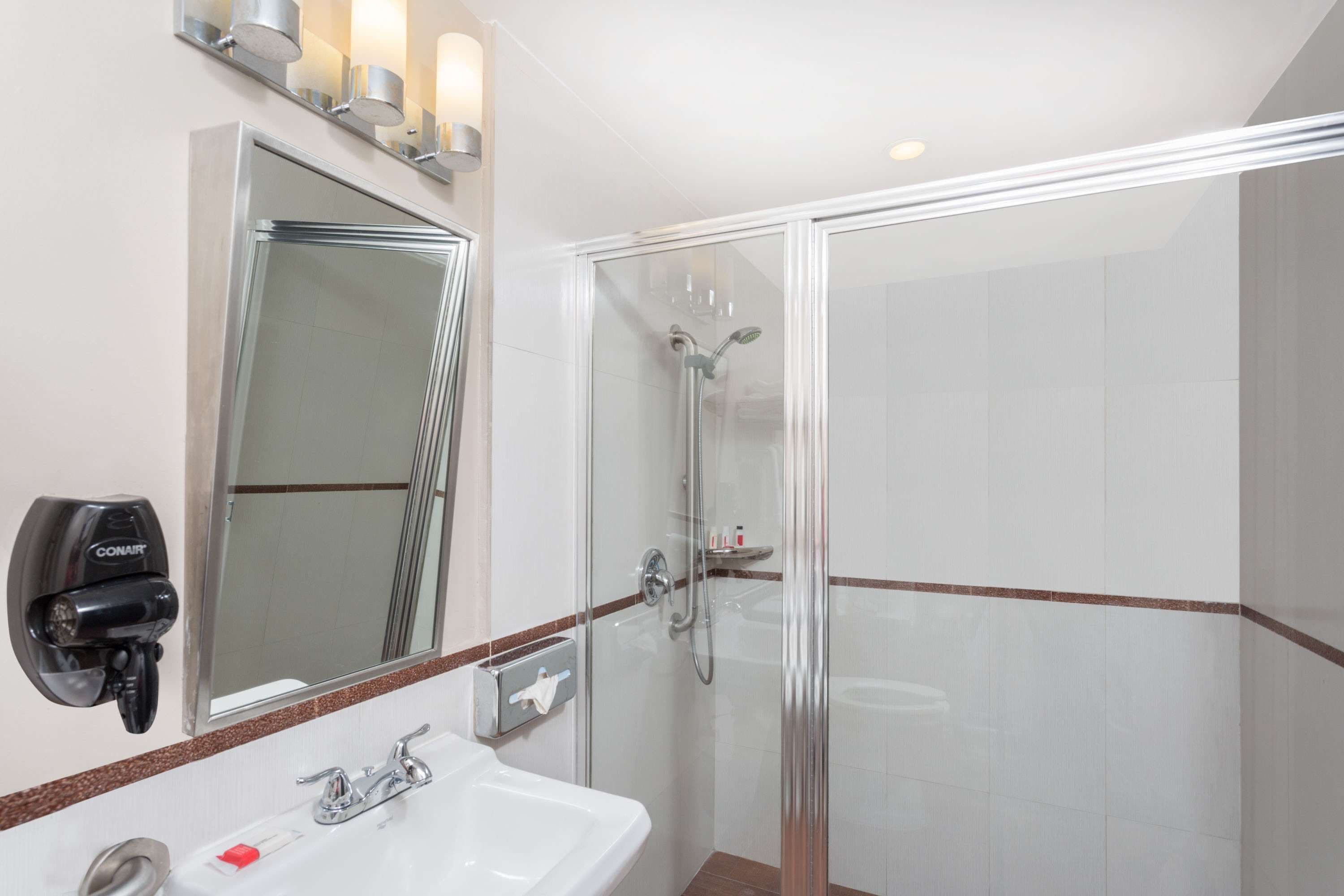 room, 1 king bed, accessible, non smoking (mobility, roll-in shower) | bathroom | free toiletries, hair dryer, towels