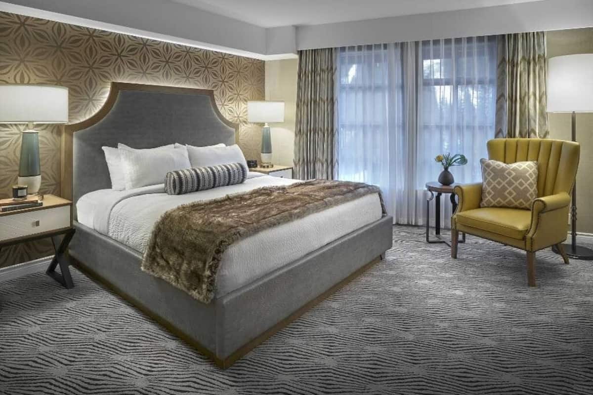 hypo-allergenic bedding, pillow-top beds, desk, laptop workspace